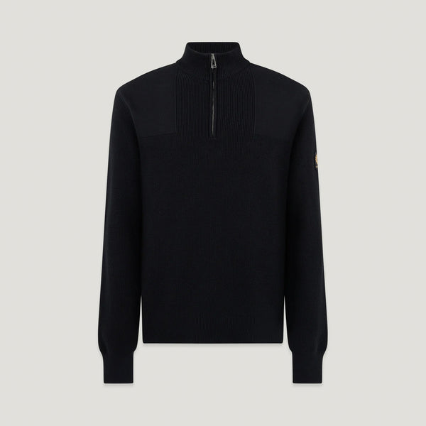 BELSTAFF Commander Quarter Zip Jumper in Black