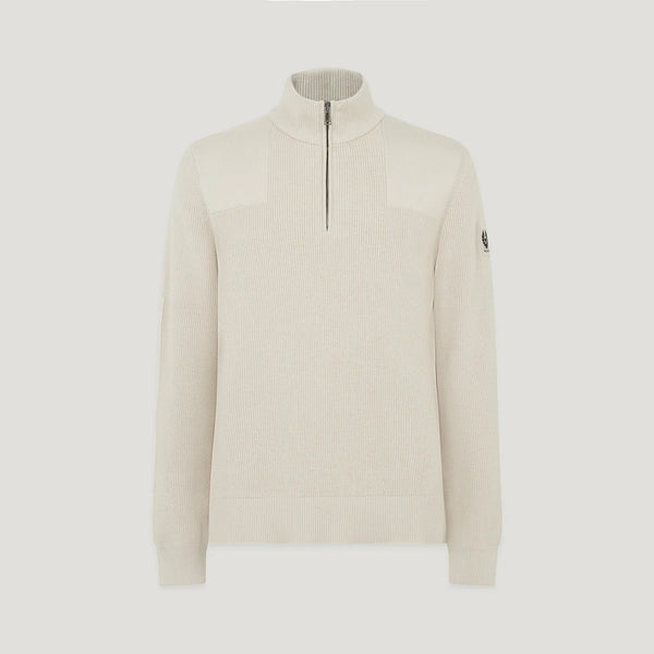 BELSTAFF Commander Quarter Zip Jumper in Silver Birch