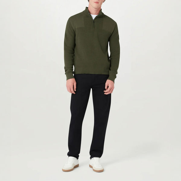 BELSTAFF Commander Quarter Zip Jumper in True Olive