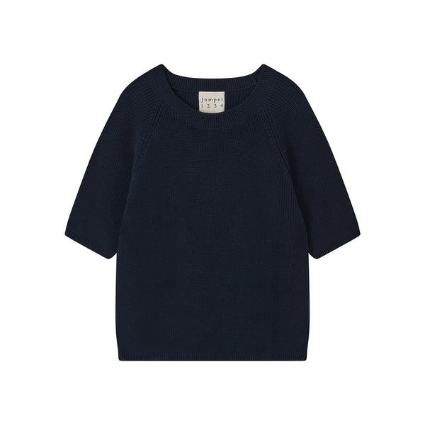 JUMPER 1234 Cotton Fisherman Rib T-Shirt in Navy