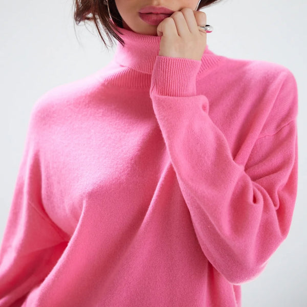 COLORUSH Malibu Roll Neck in Barbie