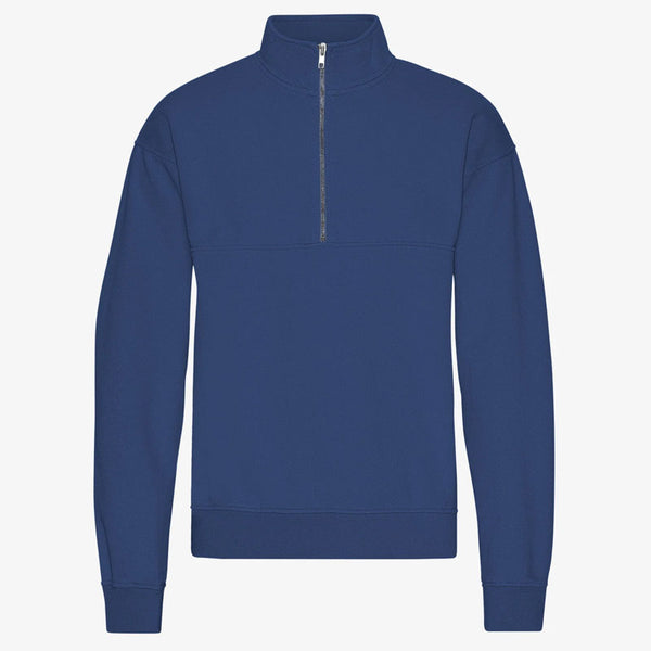 COLORFUL STANDARD Organic Quarter Zip Jumper in Marine Blue