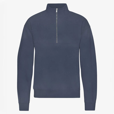 COLORFUL STANDARD Organic Quarter Zip Jumper in Neptune Blue