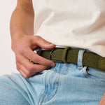 BILLYBELT Woven Suede Belt in Khaki