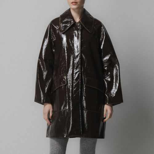 EMIN PAUL Belted Half Coat in Brown