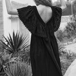 FAUNE Camelia Cotton Dress in Black