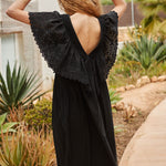 FAUNE Camelia Cotton Dress in Black
