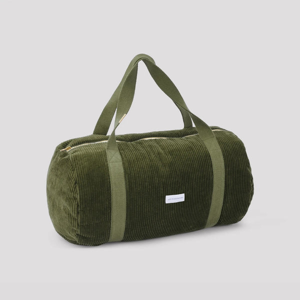 LES PENSIONNAIRES Corduroy Bowling Bag in Caper Green