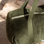 LES PENSIONNAIRES Corduroy Bowling Bag in Caper Green
