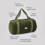LES PENSIONNAIRES Corduroy Bowling Bag in Caper Green