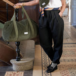 LES PENSIONNAIRES Corduroy Bowling Bag in Caper Green