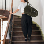 LES PENSIONNAIRES Corduroy Bowling Bag in Caper Green
