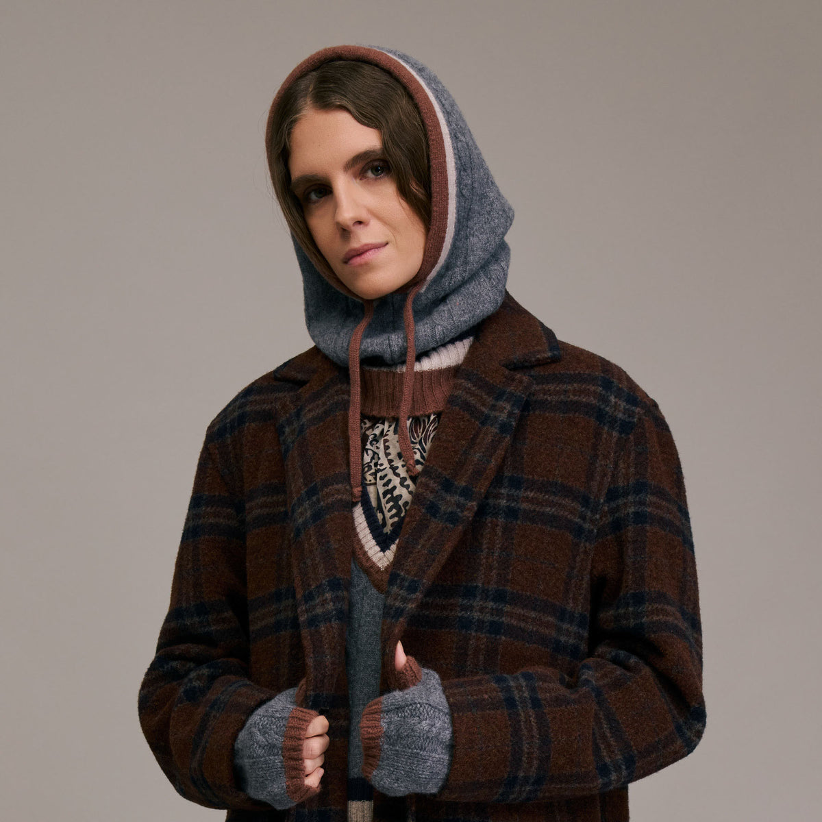 DIEGA Capo Extra Fine Merino Hood in Grey