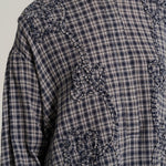 V DE VINSTER Pablo Embellished Stripe Shirt in Tartan Blue