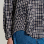 V DE VINSTER Pablo Embellished Stripe Shirt in Tartan Blue