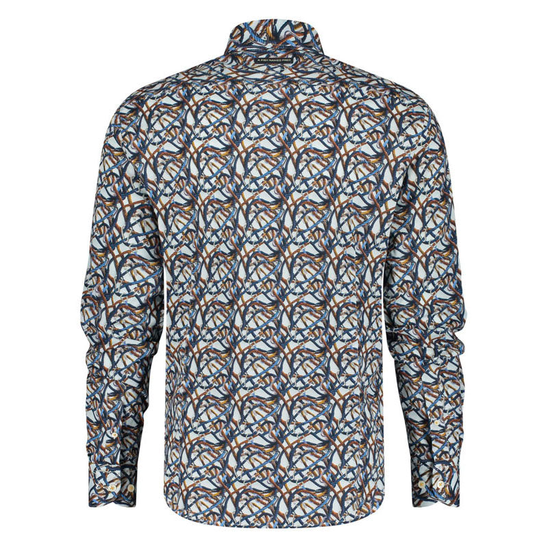 A FISH NAMED FRED Caribiner Ropes Shirt in Off White/Blue