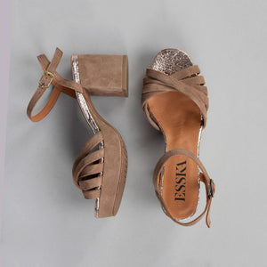 Casey Suede Sandals in Taupe