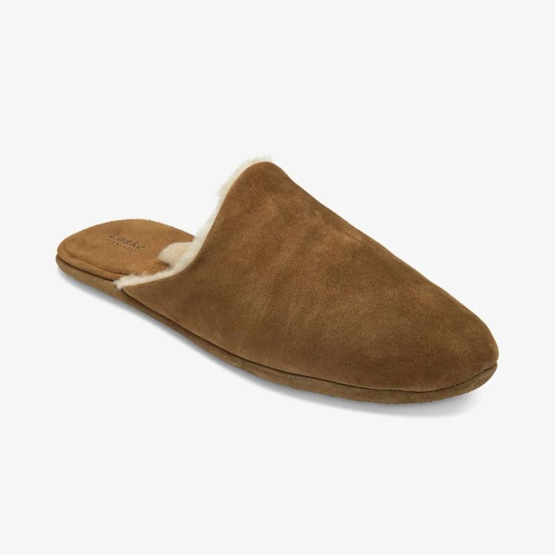 LOAKE Cavalry Suede Slippers in Tan