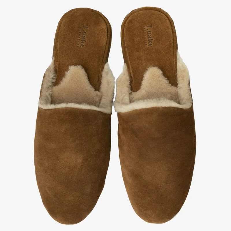 LOAKE Cavalry Suede Slippers in Tan