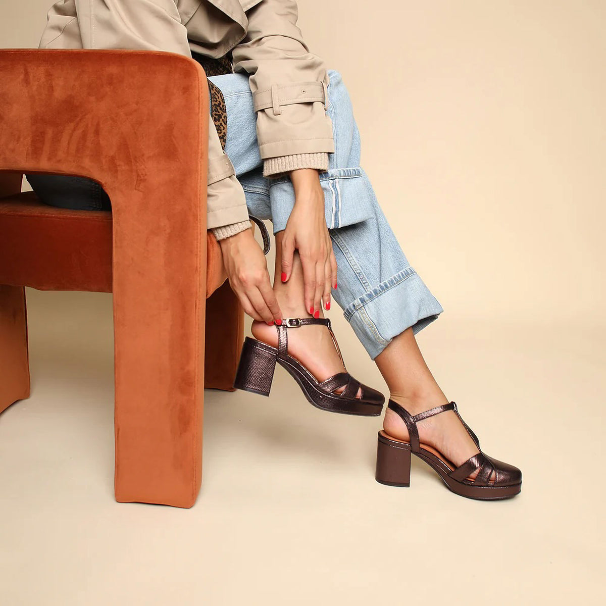 ESSKA Celeste Heels in Chocolate Metallic