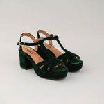 ESSKA Charlie Heels in Dark Green Velvet