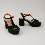 ESSKA Charlie Heels in Dark Green Velvet