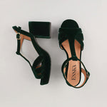 ESSKA Charlie Heels in Dark Green Velvet