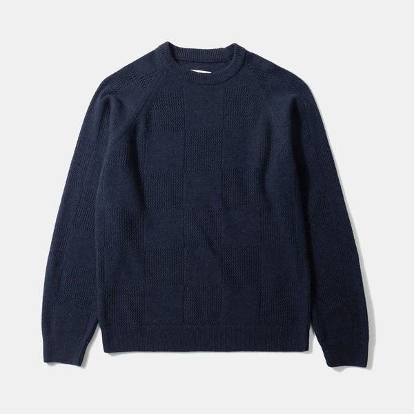 EDMMOND STUDIOS Checkmate Sweater in Plain Navy