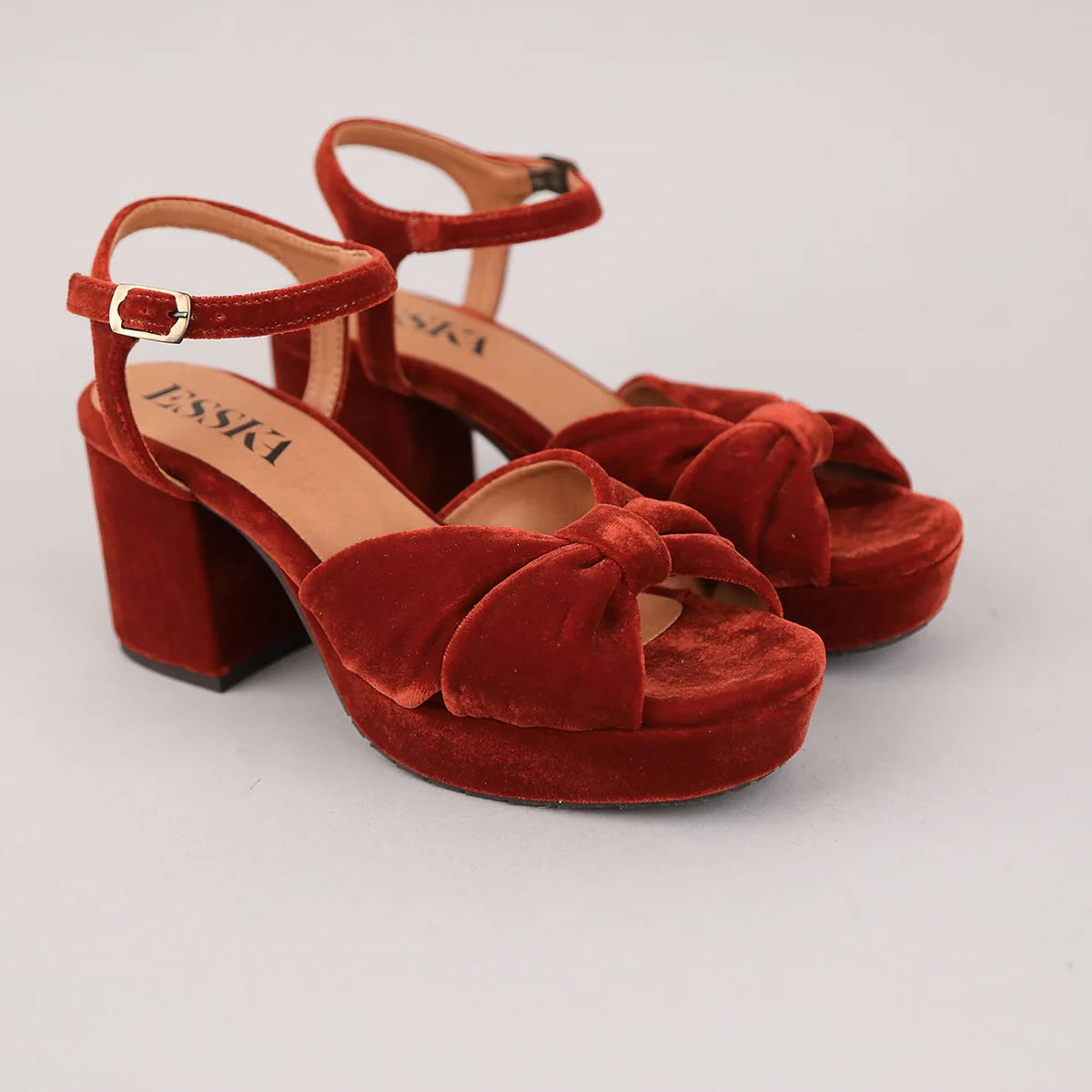 ESSKA Chilli Heels in Burnt Orange Velvet