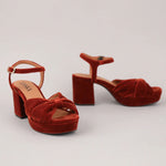 ESSKA Chilli Heels in Burnt Orange Velvet