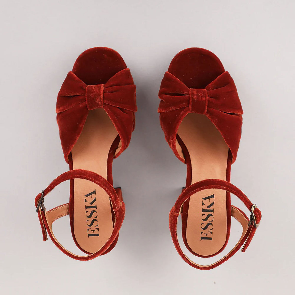ESSKA Chilli Heels in Burnt Orange Velvet