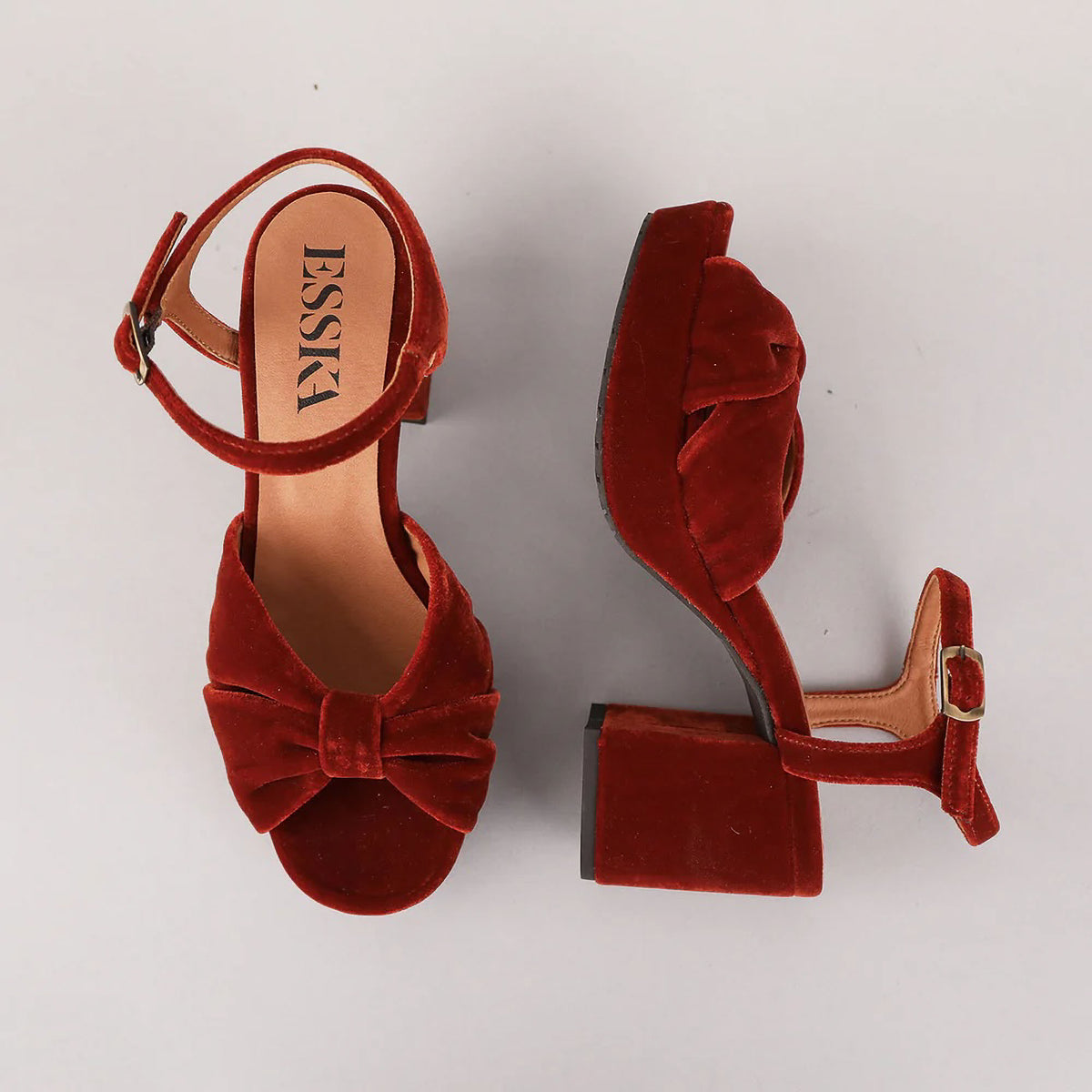 ESSKA Chilli Heels in Burnt Orange Velvet