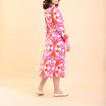 HANDPRINT DREAM APPAREL Clara Dress in Ikat Pink/Orange