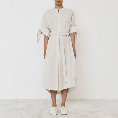 MEI MEIJ High Neck Midi Dress in Oyster