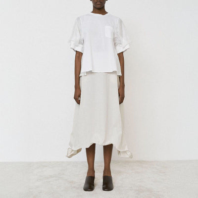 MEI MEIJ Round Neck Flowy Top in Off White