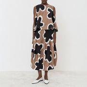 MEI MEIJ Flowy Midi Skirt in Sand/Black