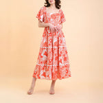 HANDPRINT DREAM APPAREL Colleton Dress in Rory Coral