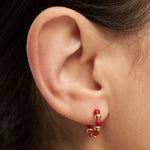 LULU COPENHAGEN Colour Ball Beads Hoops in Passion Red