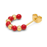 LULU COPENHAGEN Colour Ball Beads Hoops in Passion Red