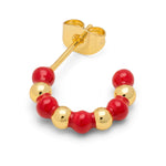 LULU COPENHAGEN Colour Ball Beads Hoops in Passion Red