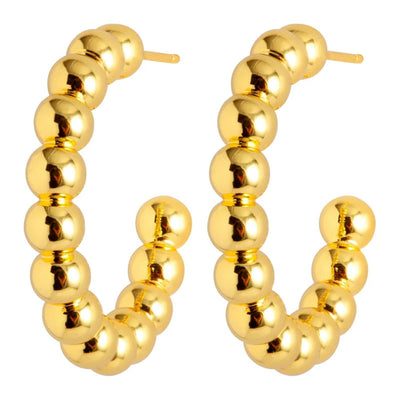 LULU COPENHAGEN Large Colour Ball Hoops in Gold