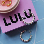 LULU COPENHAGEN Large Colour Ball Hoops in Silver