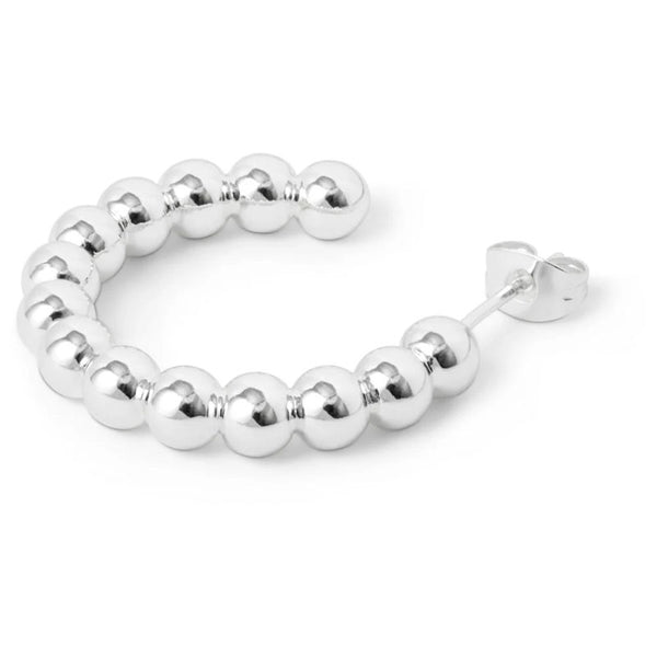 LULU COPENHAGEN Large Colour Ball Hoops in Silver