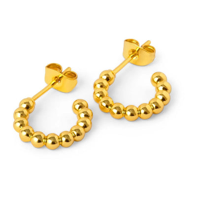 LULU COPENHAGEN Small Colour Ball Hoops in Gold