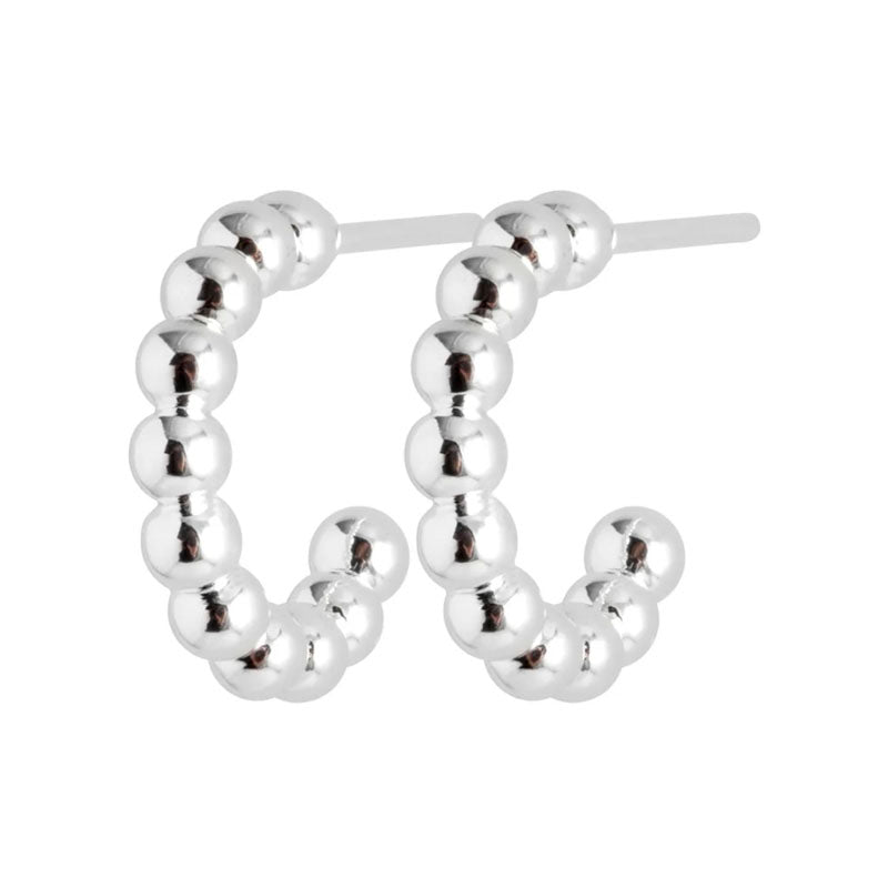 LULU COPENHAGEN Small Colour Ball Hoops in Silver