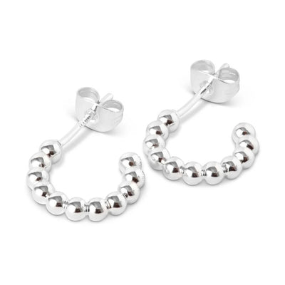 LULU COPENHAGEN Small Colour Ball Hoops in Silver