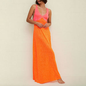 Colourblock Siren Dress in Tangerine