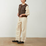 ORFEO Aliena Stripe Button Knitted Vest in Chocolate