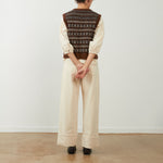 ORFEO Aliena Stripe Button Knitted Vest in Chocolate