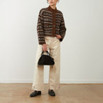 ORFEO Brigitta Stripe Button Cardigan in Chocolate